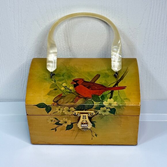 Annie Laurie Handbags - Annie Laurie Vintage Original Palm Beach Red Cardinal Box Purse